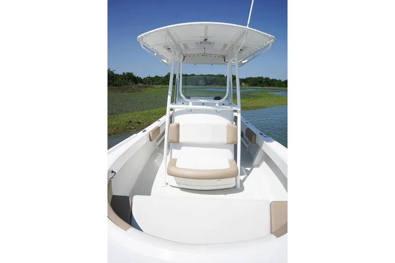 Slide: The Image of Manufacturer Provided Image: 2019 Parker 23 Special Edition boat with white and beige seating. - 10