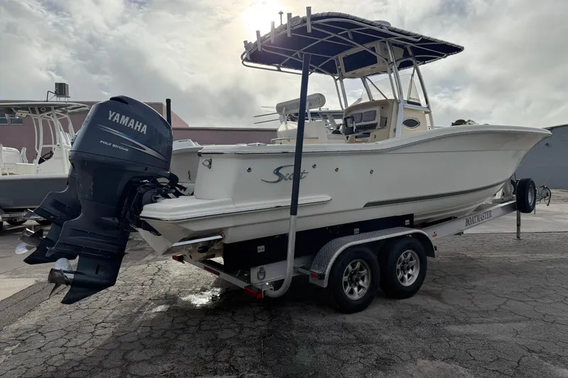 Slide: The Image of 2006 Scout 260 Sportfish boat on trailer with Yamaha outboard motor. - 4
