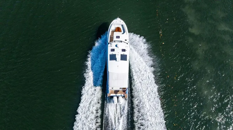 Slide: The Image of Aerial view of 2024 MJM 4 boat cruising on open water. - 57