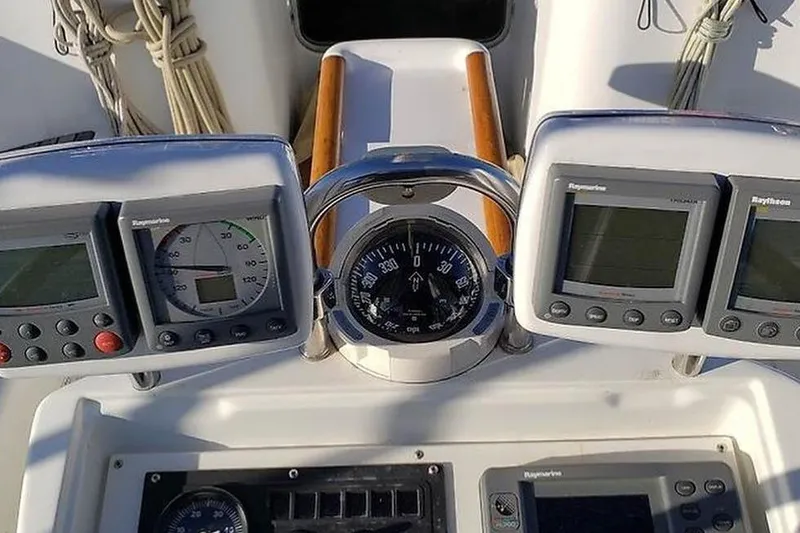 Slide: The Image of Cockpit instruments of a 2002 Beneteau Oceanis Clipper 411 sailboat. - 3