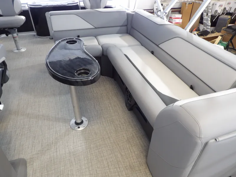 Slide: The Image of Interior of 2026 Avalon Venture 85 Rear Fish with gray upholstery. - 9
