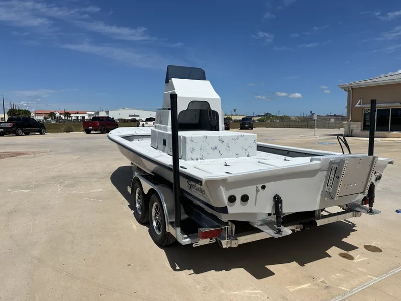 Slide: The Image of 2026 Shoalwater 23' Catamaran on trailer in sunny weather. - 11