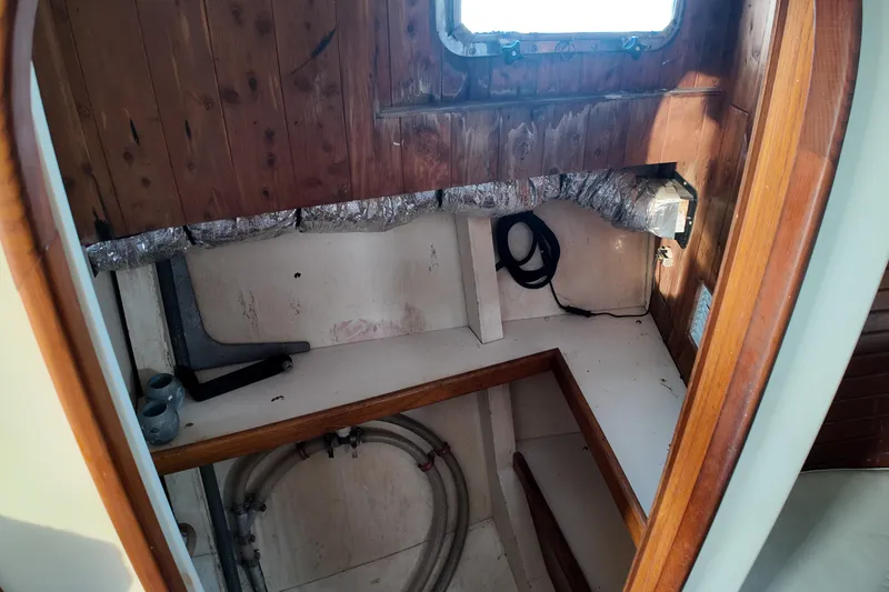 Slide: The Image of Interior of 1999 Anderson Downeast Aluminum Fast Trawler with wooden paneling and ventilation system. - 19