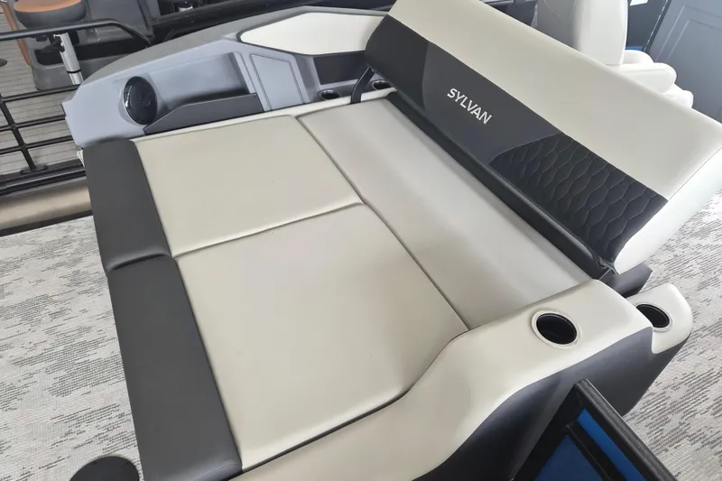 Slide: The Image of 2026 Sylvan R-22 LZ DH boat interior with sleek seating and cup holders. - 10