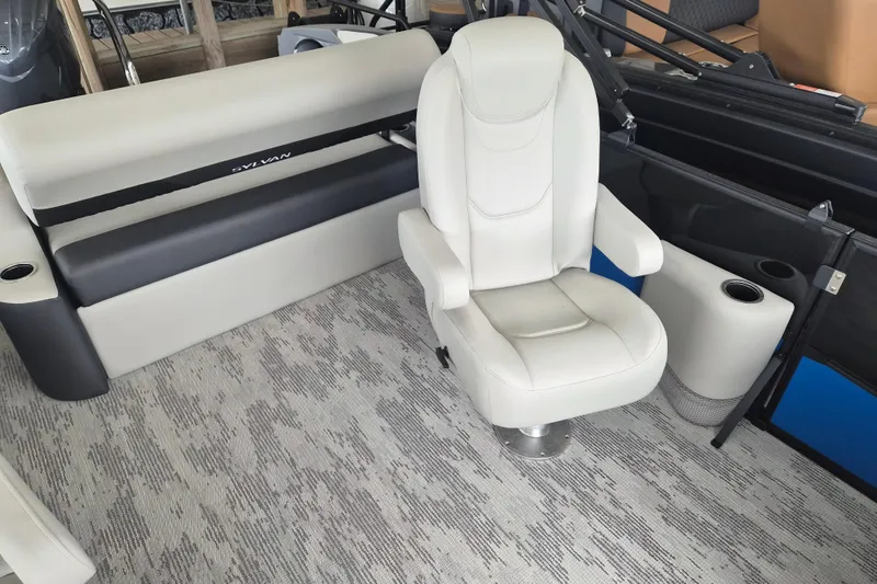 Slide: The Image of Luxurious seating in 2026 Sylvan R-22 LZ DH boat interior. - 5