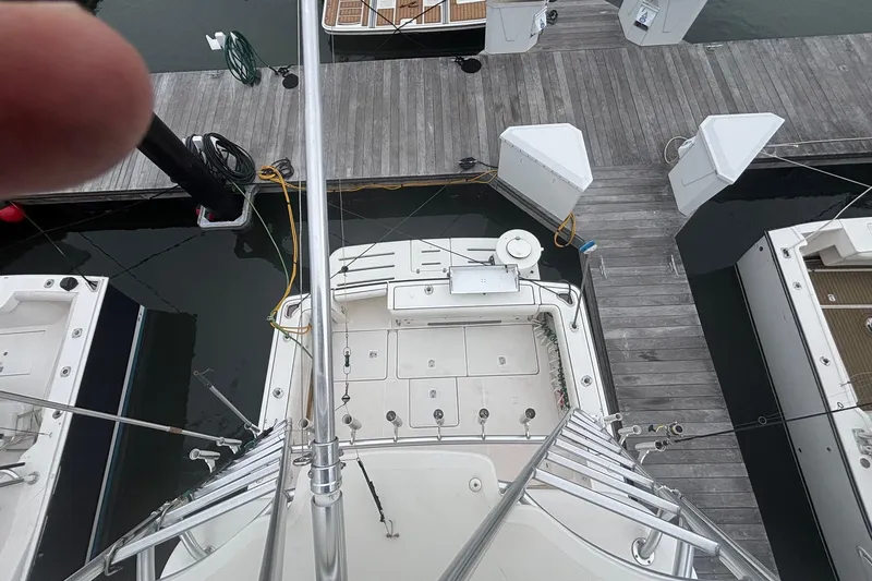 Slide: The Image of Aerial view of 2008 Tiara Yachts 3200 Open docked at marina. - 7