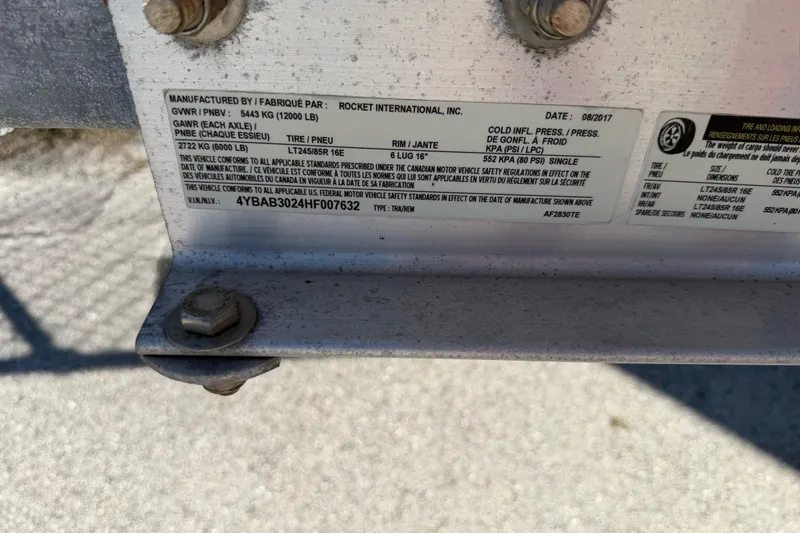 Slide: The Image of Label on a 2020 Strike 26' Center Console Cuddy, detailing specifications and compliance. - 19