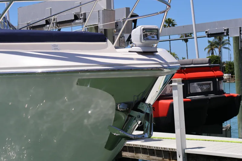 Slide: The Image of Fusion speaker on 2021 Regal 42 XO boat, mounted on a white surface. - 29