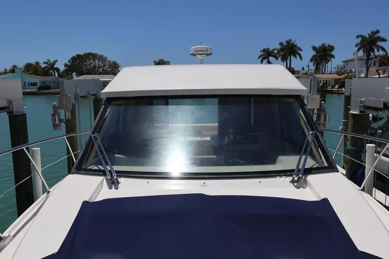 Slide: The Image of Top view of 2021 Regal 42 XO yacht layout, showcasing interior and deck design. - 74