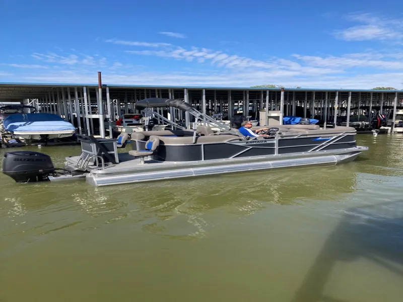 Slide: The Image of Armada Drakkar Fish 228 Tritoon w/150 HP Suzuki & Tandem Axle Trailer 2025 - 12