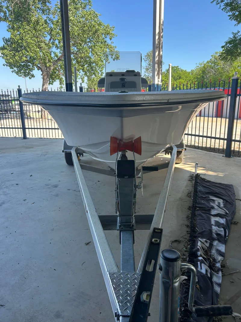 Slide: The Image of Carolina Skiff EV198 boat on aluminum trailer, 2025 model. - 8