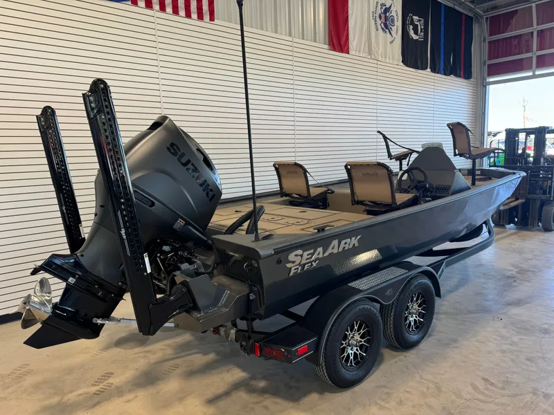 Slide: The Image of SeaArk Flex 19 with 150HP Suzuki and custom tandem axle trailer 2025 - 5
