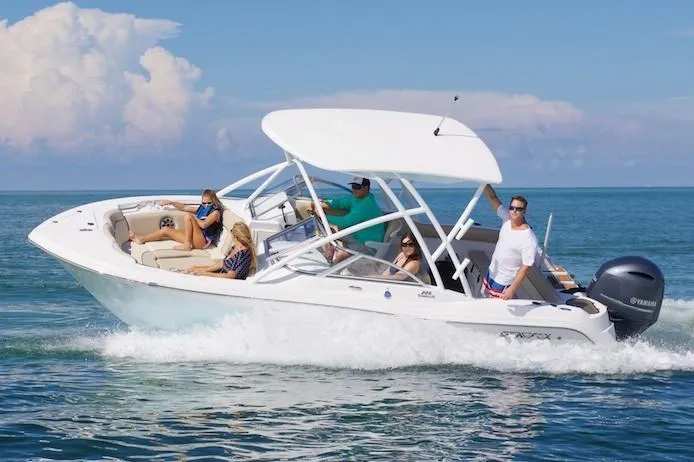 Slide: The Image of Manufacturer Provided Image: 2019 Sea Fox 226 Traveler boat cruising with passengers on a sunny day. - 50