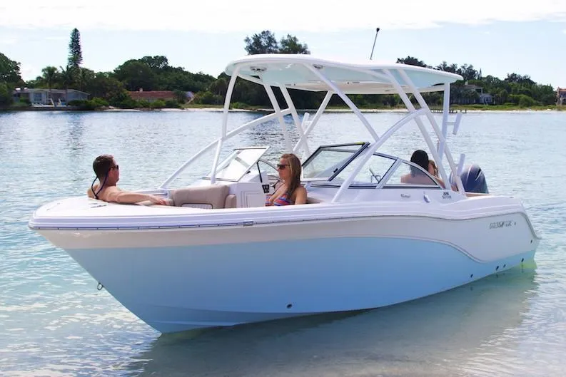 Slide: The Image of Manufacturer Provided Image: 2019 Sea Fox 226 Traveler boat on calm water with passengers. - 54