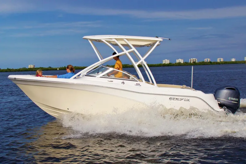 Slide: The Image of Manufacturer Provided Image: 2019 Sea Fox 226 Traveler boat cruising on water with passengers. - 56