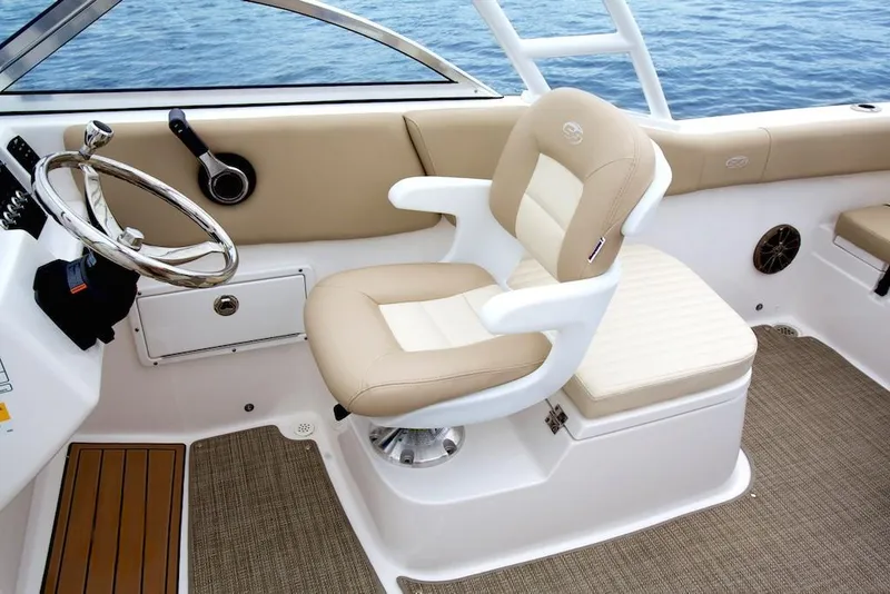 Slide: The Image of Manufacturer Provided Image: 2019 Sea Fox 226 Traveler boat interior with captain's chair and steering wheel. - 59