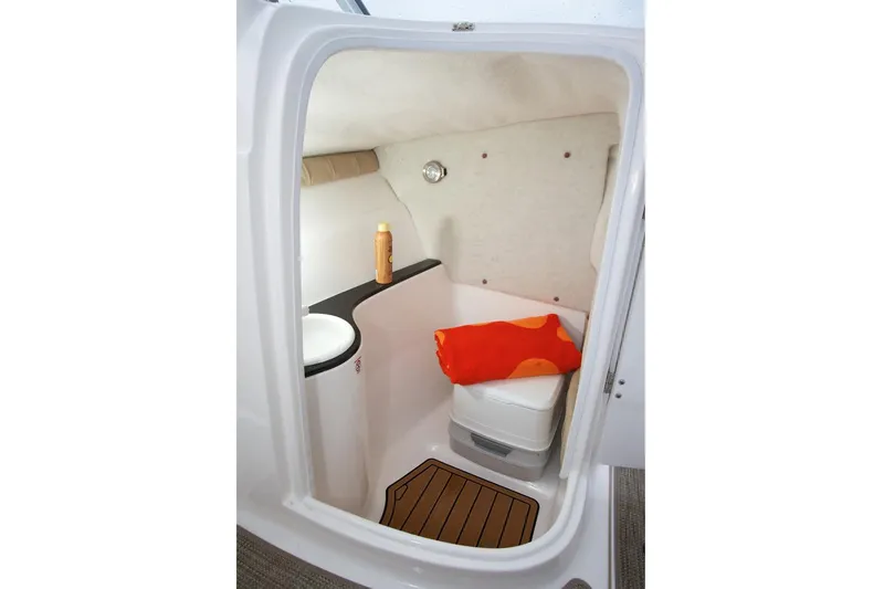 Slide: The Image of Manufacturer Provided Image: 2019 Sea Fox 226 Traveler boat interior cabin with toilet and storage. - 61