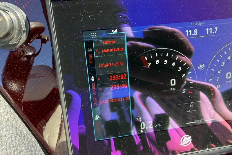 Slide: The Image of Dashboard of 2018 MTI 340X showing engine hours and maintenance alerts. - 25