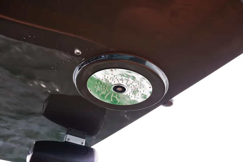 Slide: The Image of Underwater light on 2024 Midnight Express 43 Solstice boat hull. - 18