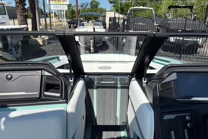 Slide: The Image of Interior view of 2026 Supra SA 550 boat, featuring sleek seating and modern design elements. - 40