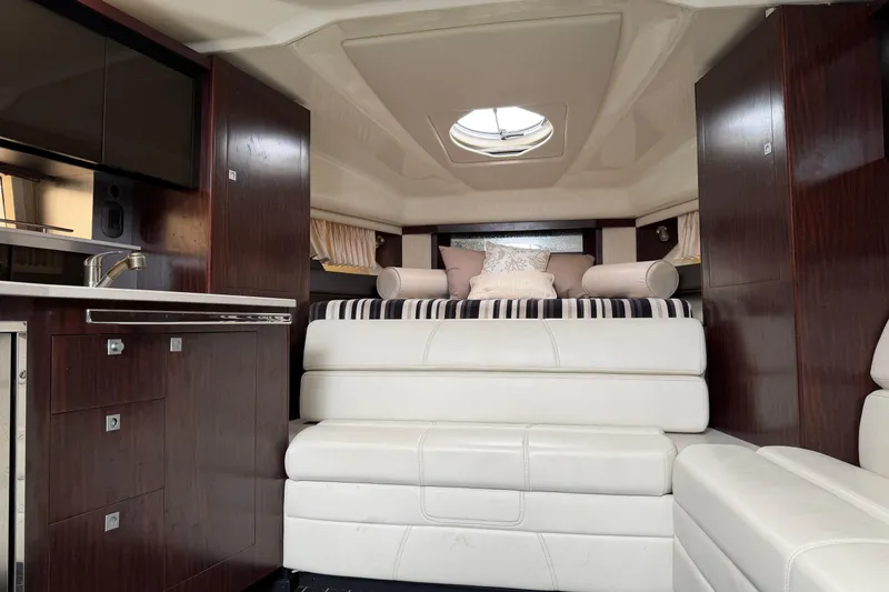 Slide: The Image of Luxurious interior of a 2017 Monterey 355 Sport Yacht with elegant seating and modern amenities. - 26