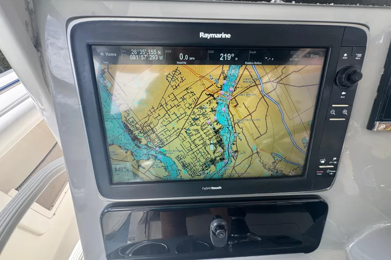 Slide: The Image of Raymarine navigation display on 2014 Boston Whaler 350 Outrage boat. - 13
