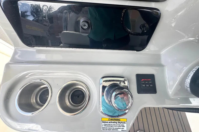 Slide: The Image of Joystick on a 2014 Boston Whaler 350 Outrage boat with Mercury controls. - 9