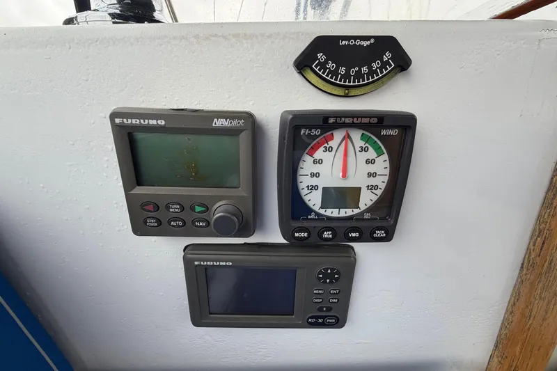 Slide: The Image of Navigation instruments on a 2011 Custom Build 50' Ketch, Earl Retmaster model. - 24