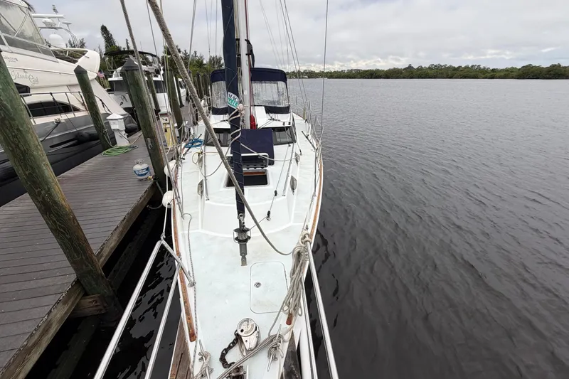 Slide: The Image of Custom Build 50' Ketch docked, 2011 Earl Retmaster Bruce Roberts 434 Pilothouse. - 11