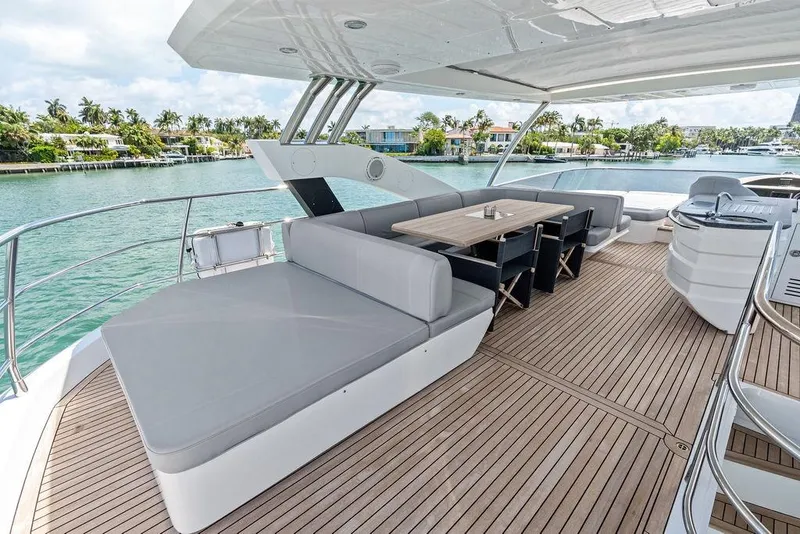Slide: The Image of Luxurious deck of 2018 Sunseeker 75 Sport Yacht with elegant seating and dining area. - 25