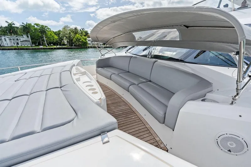 Slide: The Image of Luxurious 2018 Sunseeker 75 Sport Yacht with spacious deck seating and elegant design. - 35