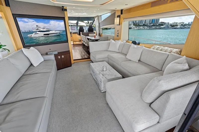 Slide: The Image of Luxurious interior of 2018 Sunseeker 75 Sport Yacht with spacious seating and ocean view. - 39