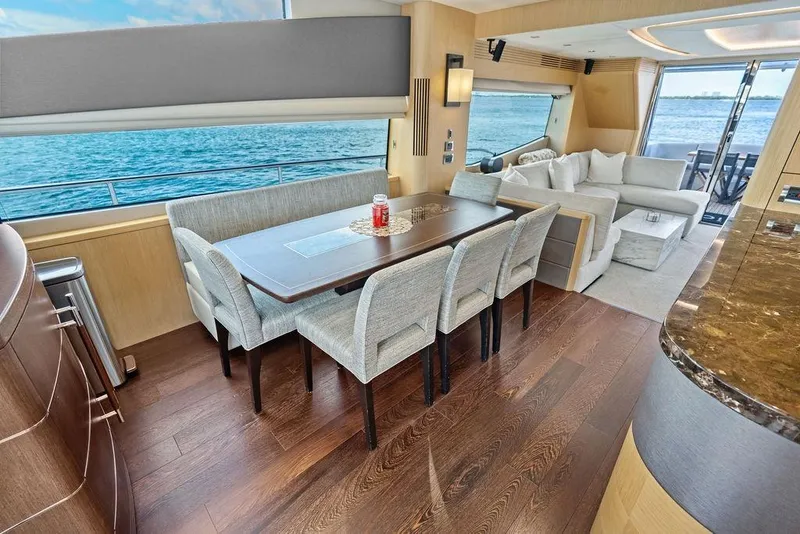 Slide: The Image of Luxurious interior of 2018 Sunseeker 75 Sport Yacht with elegant dining and seating area. - 42