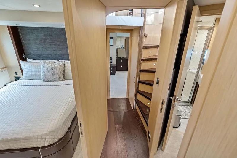 Slide: The Image of Luxurious interior of 2018 Sunseeker 75 Sport Yacht with bedroom and staircase. - 57