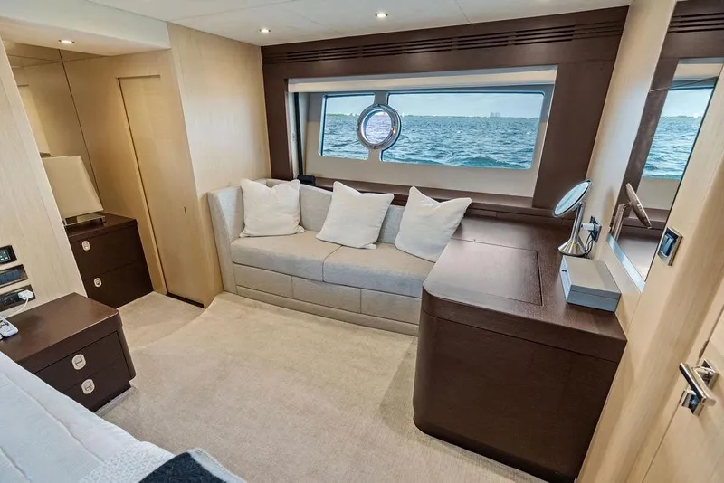 Slide: The Image of Luxurious interior of 2018 Sunseeker 75 Sport Yacht with ocean view window. - 60