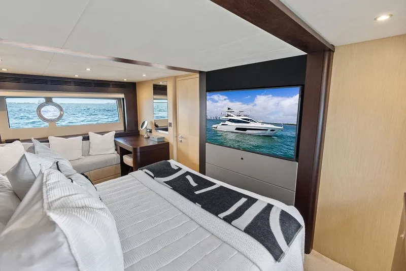 Slide: The Image of Luxurious interior of 2018 Sunseeker 75 Sport Yacht with ocean view and modern amenities. - 62