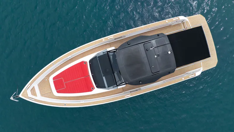 Slide: The Image of Aerial view of Pardo Yachts 38, 2023 model, on open water. - 1