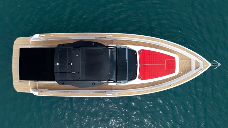 Slide: The Image of Aerial view of 2023 Pardo Yachts 38 on open water. - 5