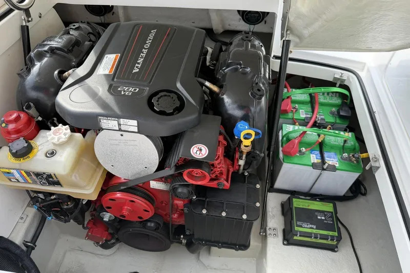 Slide: The Image of Engine compartment of a 2016 Cobalt 220 with Volvo Penta 280 V6 engine. - 34
