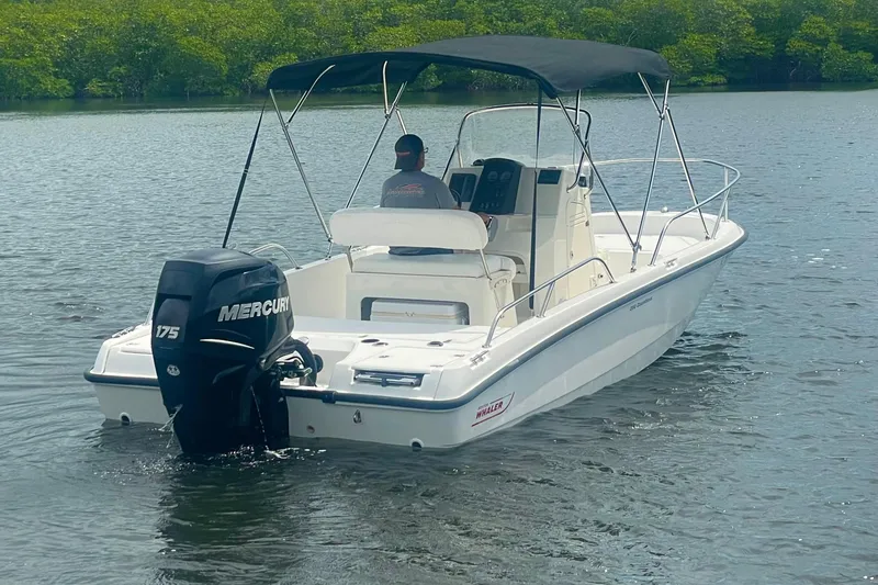 Slide: The Image of 2008 Boston Whaler 200 Dauntless boat with Mercury 175 engine on calm water. - 3