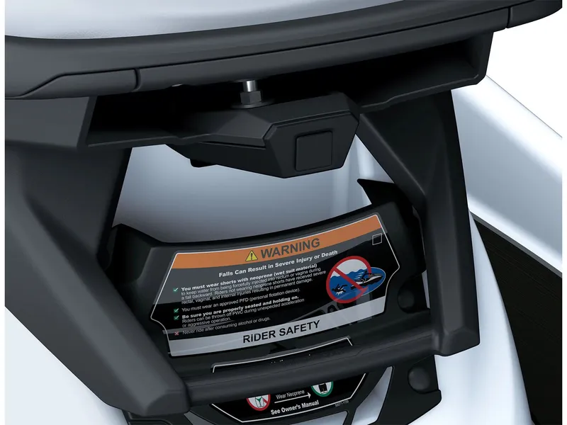 Slide: The Image of Kawasaki Jet Ski STX 160X 2026 safety warning and control panel. - 12