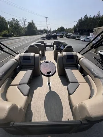 Slide: The Image of SunChaser Geneva Sport 23 LR DH Tri-Toon w/150 and Trailer 2026 - 13