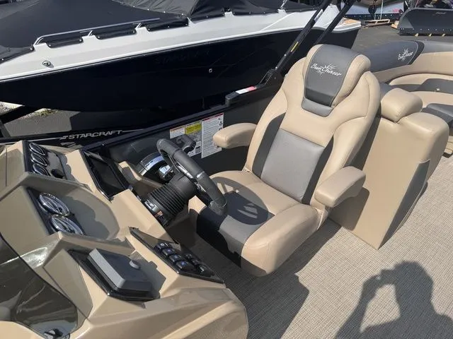 Slide: The Image of SunChaser Geneva Sport 23 LR DH Tri-Toon w/150 and Trailer 2026 - 26