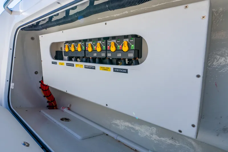 Slide: The Image of Electrical panel on 2026 Nor-Tech 390 Sport Center Console boat. - 44