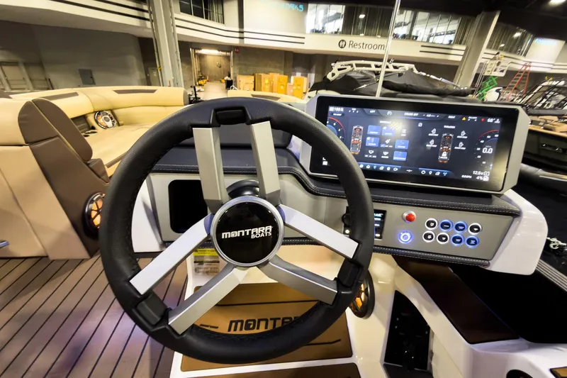 Slide: The Image of Steering wheel and dashboard of 2026 Montara Surf Boss EVO - SLDH 25' boat. - 21