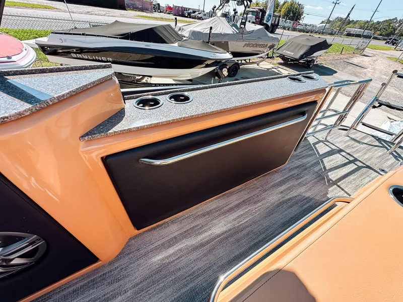 Slide: The Image of 2025 Godfrey AquaPatio 23' Flip Lounge Tritoon, featuring sleek design and modern amenities. - 21