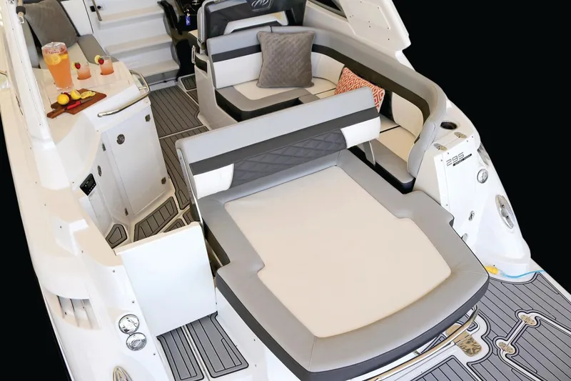 Slide: The Image of Manufacturer Provided Image: 2022 Monterey 295SS Super Sport boat interior with luxurious seating and refreshments. - 3