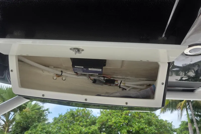 Slide: The Image of Yamaha display showing fuel usage and trip data on 2023 Robalo R317 Dual Console. - 30