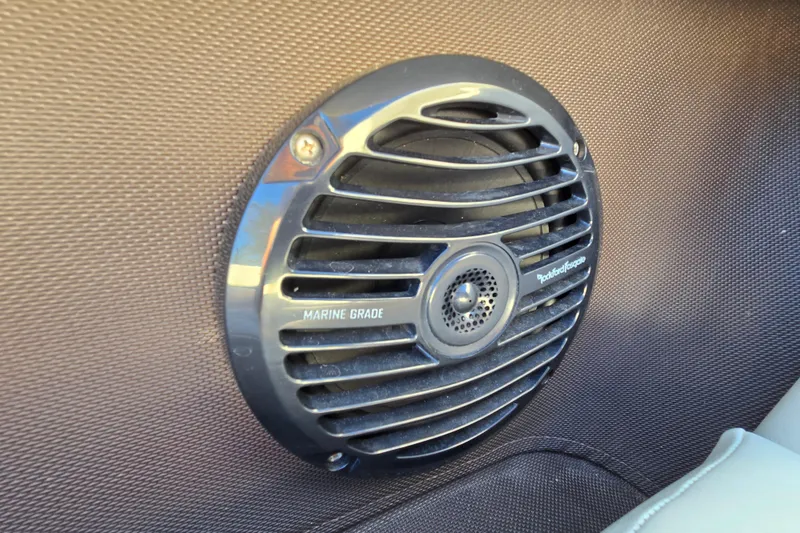 Slide: The Image of Marine-grade speaker in a 2016 Cobalt R3 boat interior. - 20