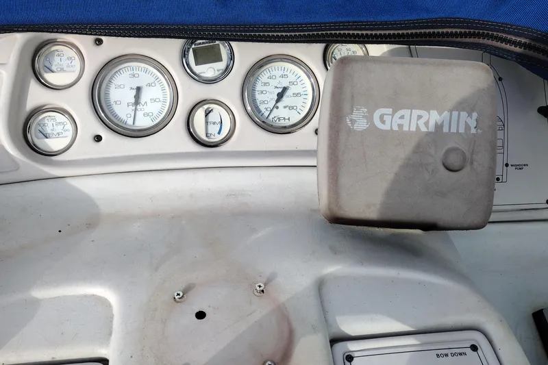 Slide: The Image of Dashboard of a 1996 Crownline 250 CR boat with Garmin navigation system. - 20